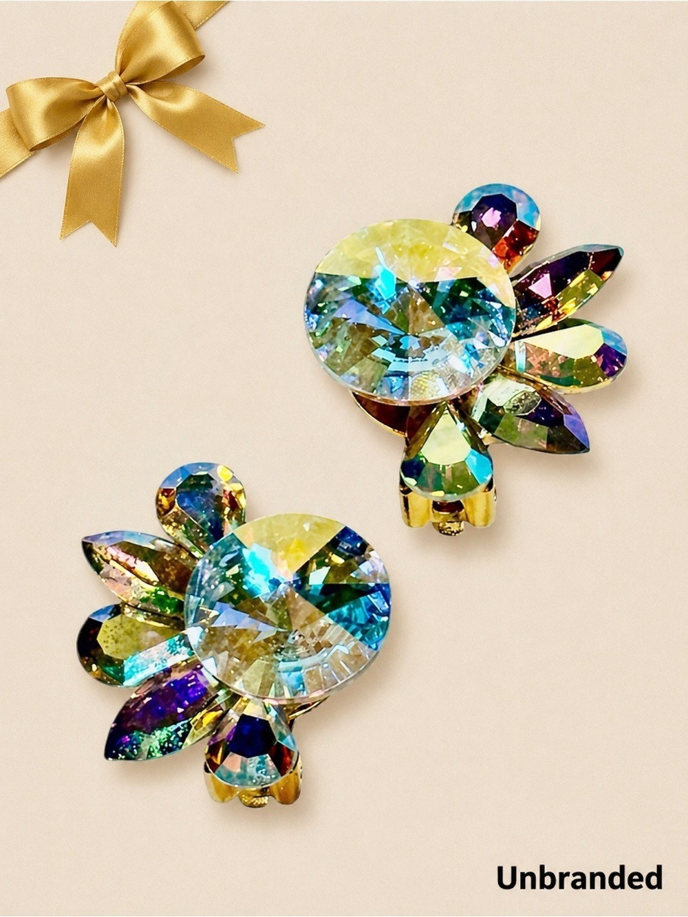 Crystal Earrings Sparkling Flower Clip-On